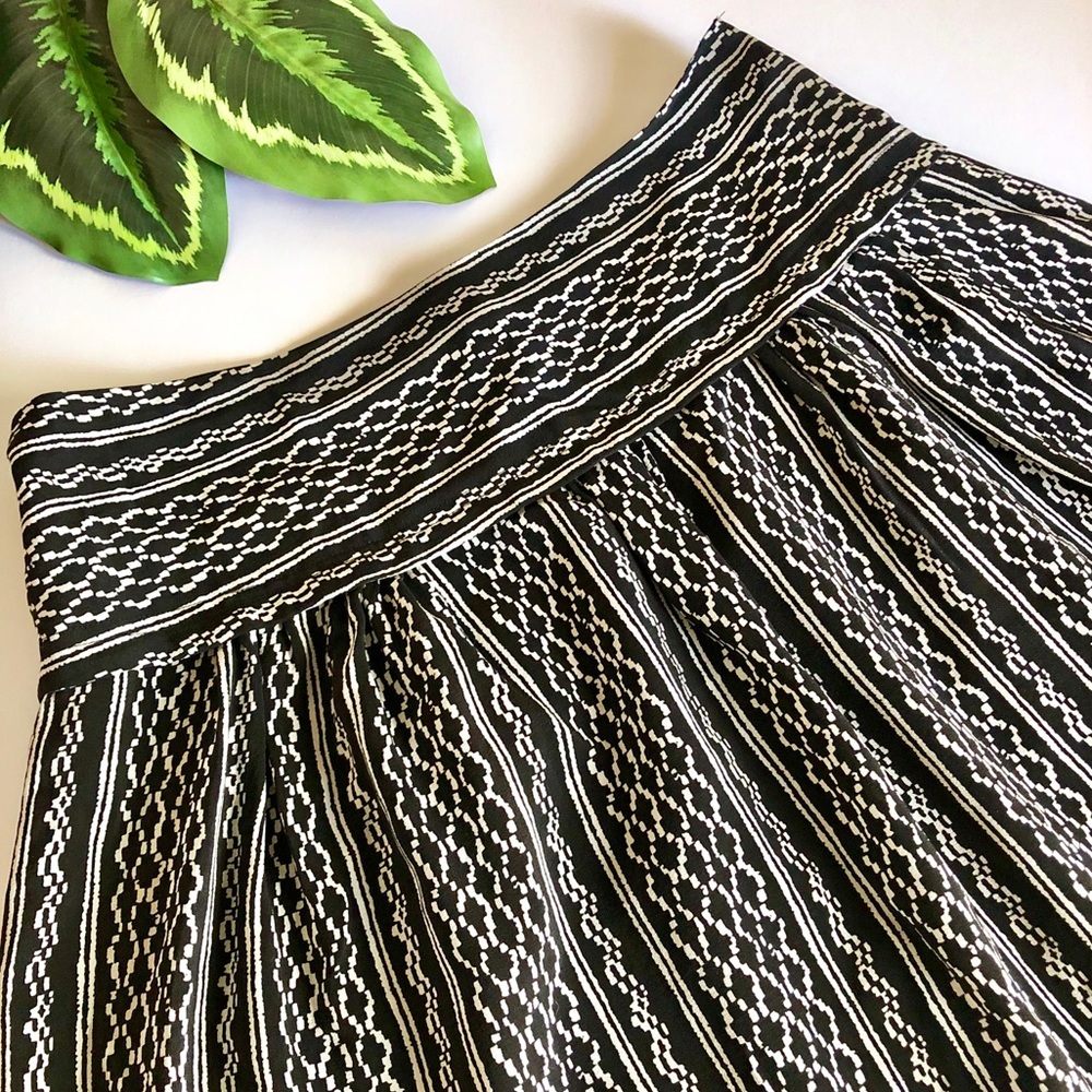 Madewell Silk Black White Aztec Printed Mini Skirt - Picture 3 of 14